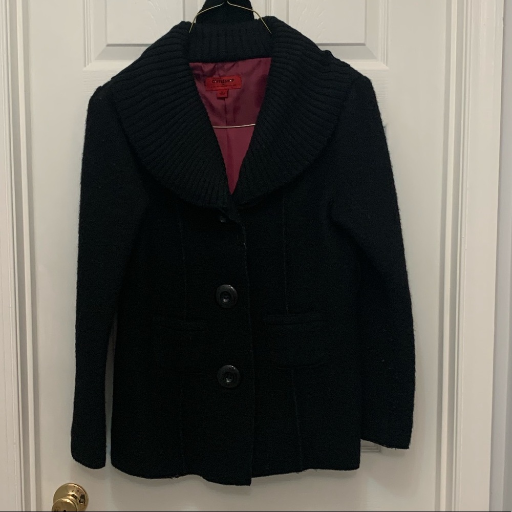 Wool  Black Jacket  with Sweater Collar